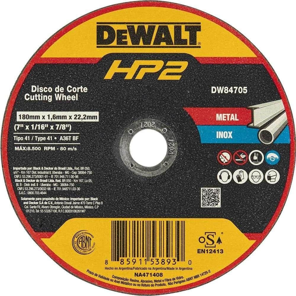 Disco De Corte 180 Mm X 1,6 Mm X 22,23 Mm, Dw84705 Hp2 Dewalt Ostenvonder