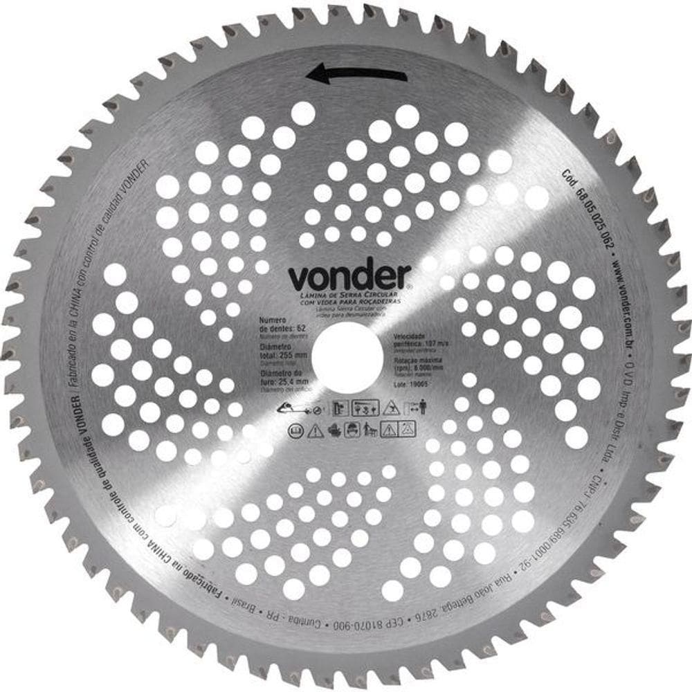 Lâmina Circular P- Roçadeira C- Videa 255x25,4x62 Vonder