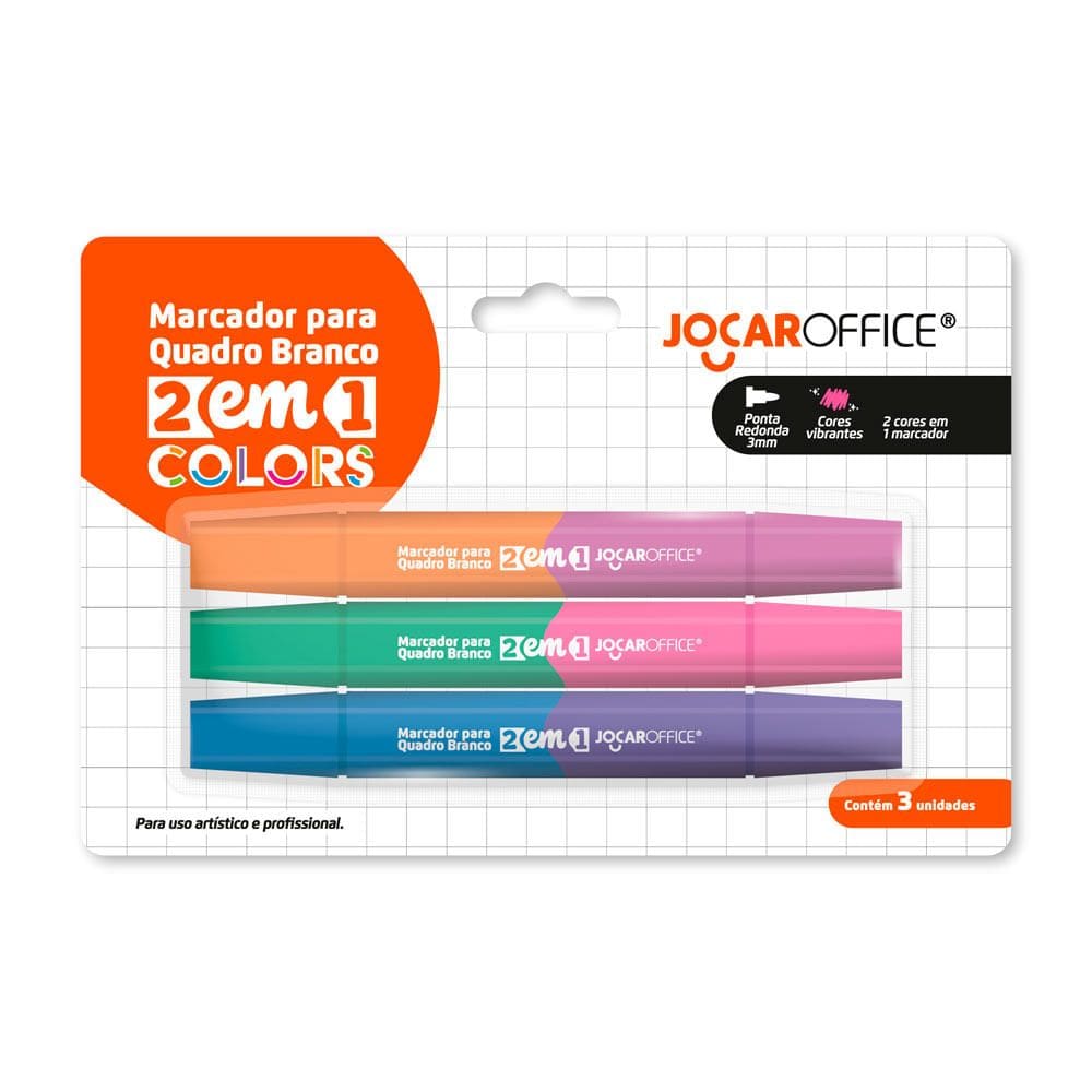 Marcador Para Quadro Branco 2 em 1 Com 3 Unidades Leonora