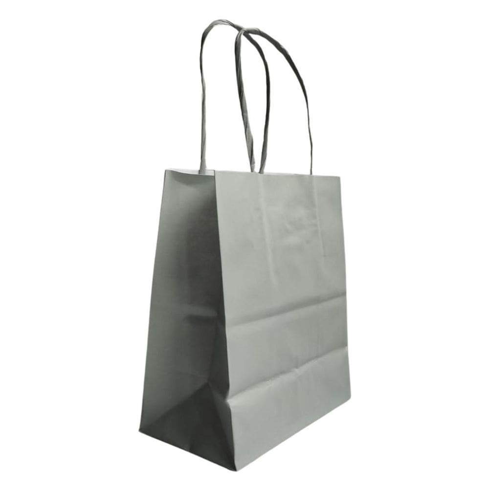 Kit 10 Sacola De Papel Kraft Prata Presente Pp 13,5X8X16Cm