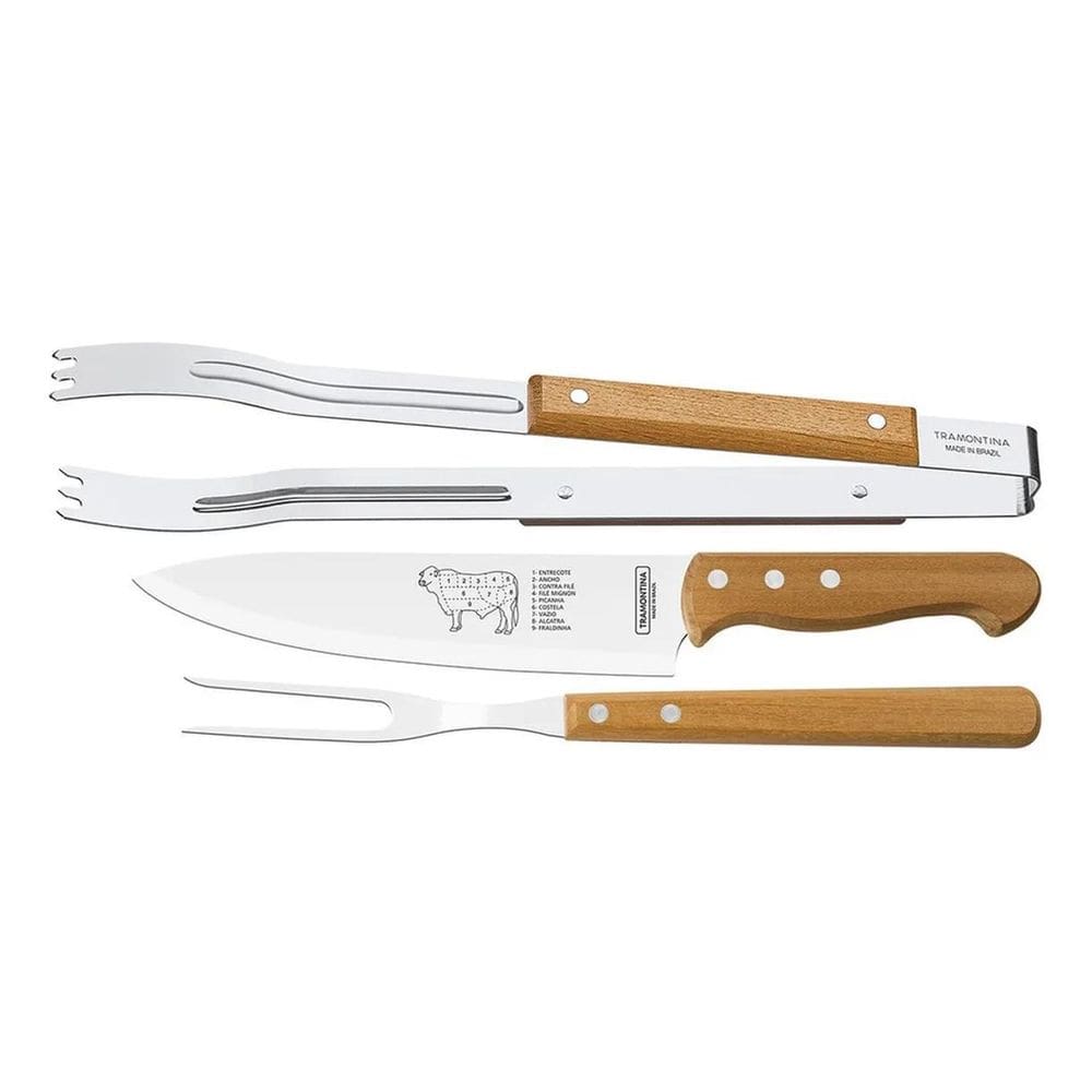 Jogo Churrasco Aço Inox 3 Pçs Tramontina: Corte Perfeito