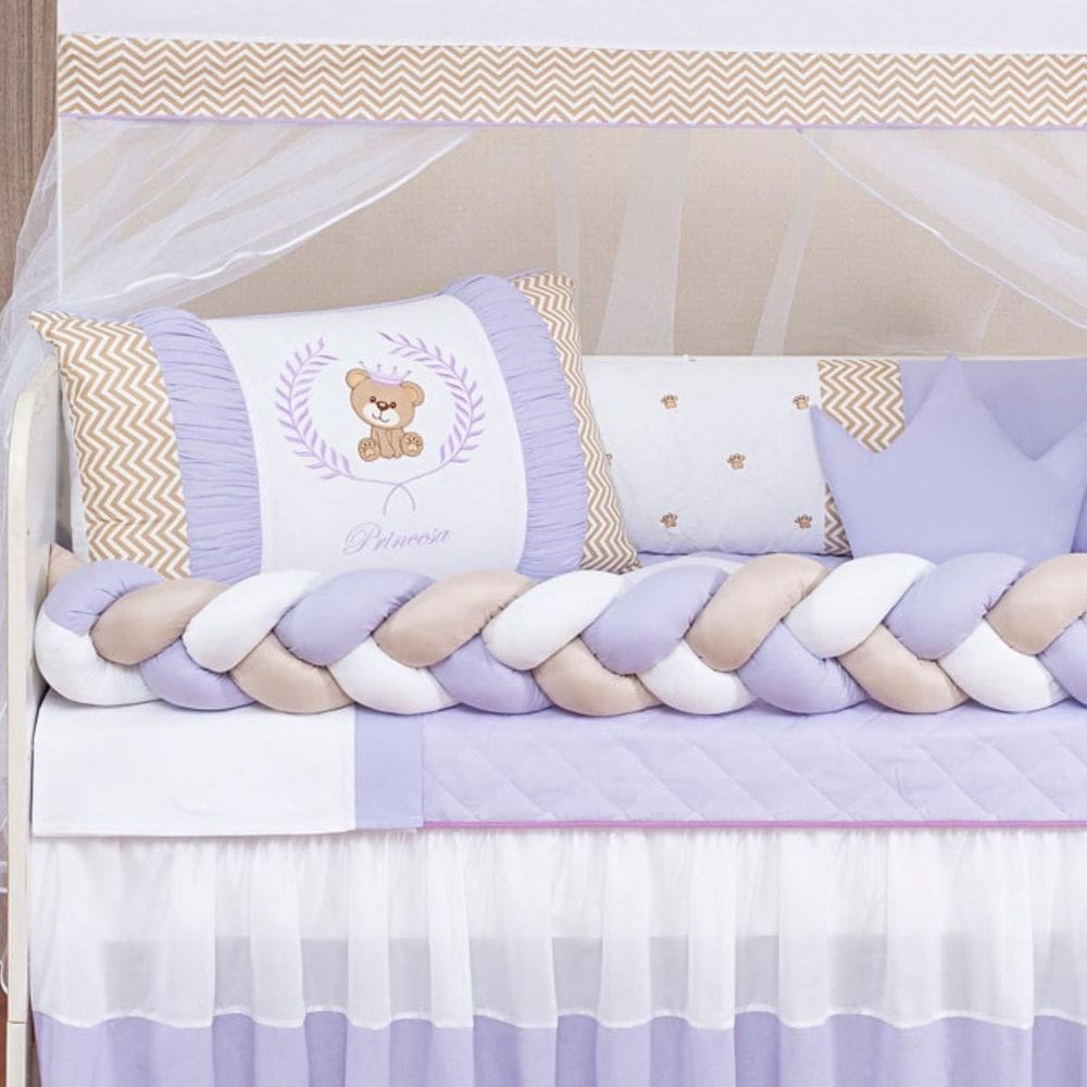 Kit Berço Bebê Menino 11 Peças Com Saia E Mosquiteiro