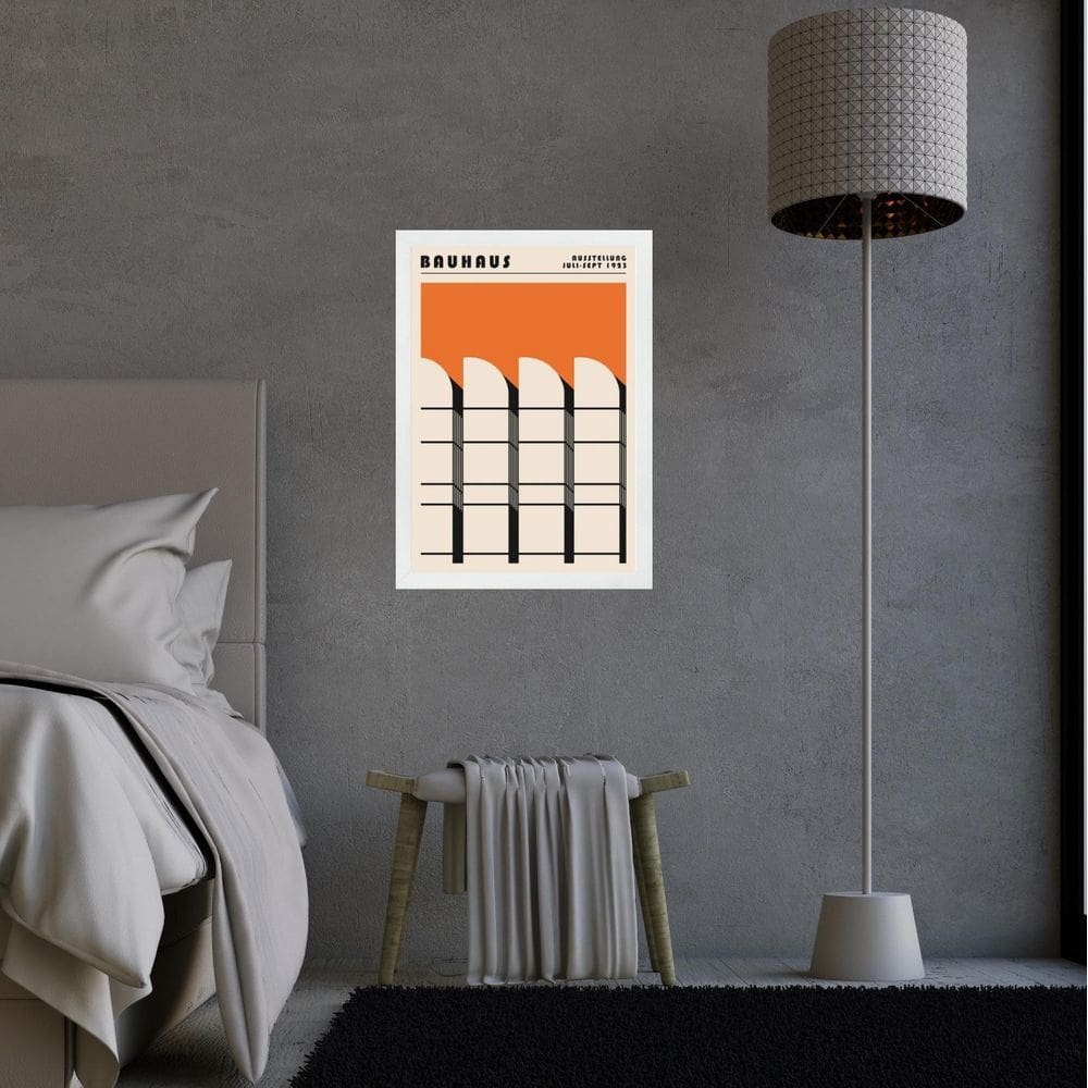 Quadro Laranja Bauhaus - Arquitetura 33X24Cm