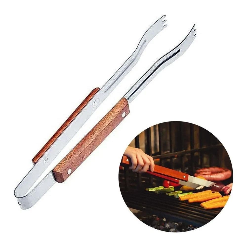 Pegador Carne Churrasco Aço Inox 38Cm - Firmeza Total