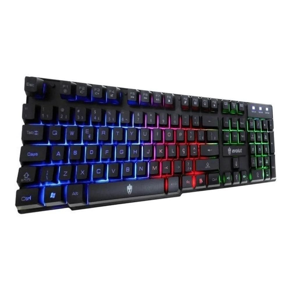 Teclado Gamer Evolut Rainbow Anti-Ghosting Abnt2 Preto