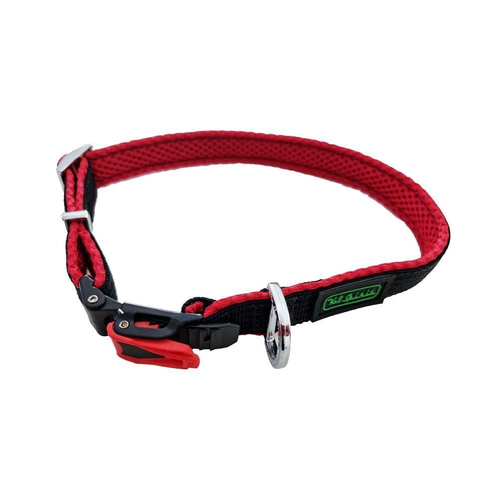 Coleira Para Cães K-9 Spirit Prime Silver M Preta E Vermelha