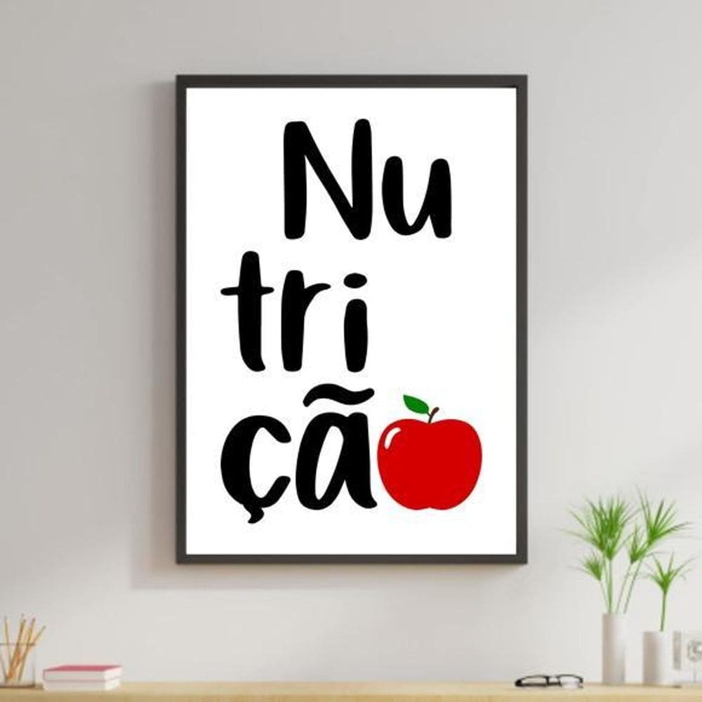 Quadro Decorativo Profissões Nutrição Moldura Preta 24X18Cm