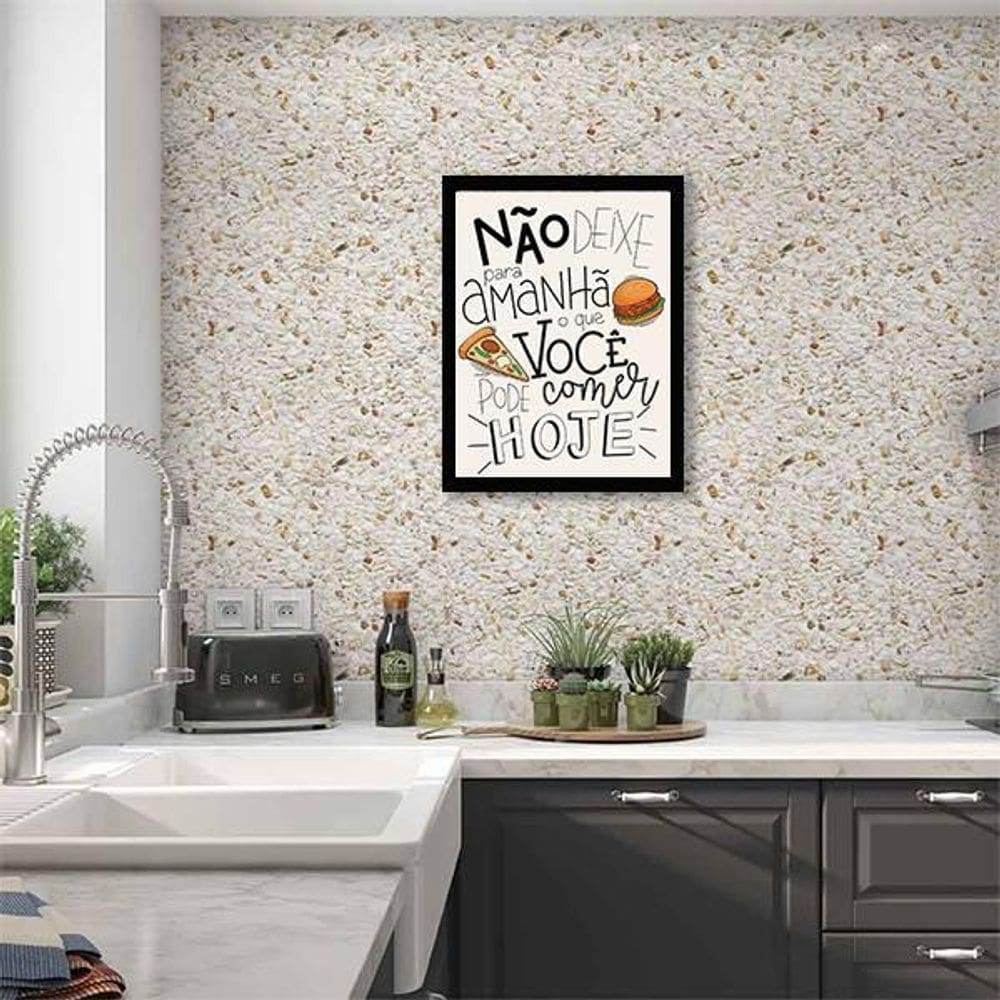 Quadro O Que Você Pode Comer Hoje 24X18 Com Vidro - Preta