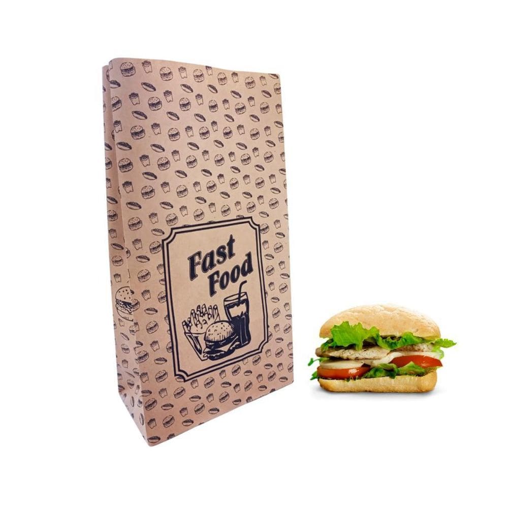 Saco Kraft Para Delivery Sos M 23,5X13X33Cm Com 50 Un.