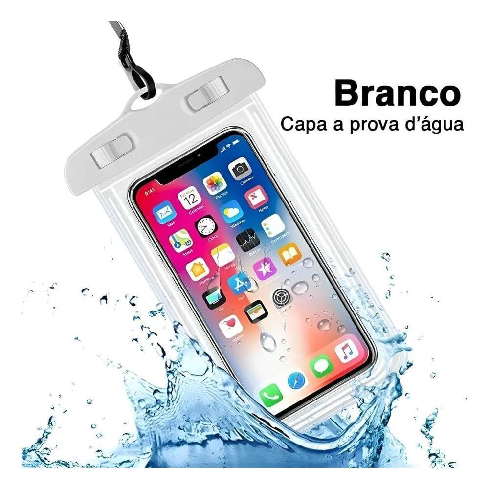 Kit 3 Capas Prova D`Água Celular: Mergulho, Praia, Pi Branco
