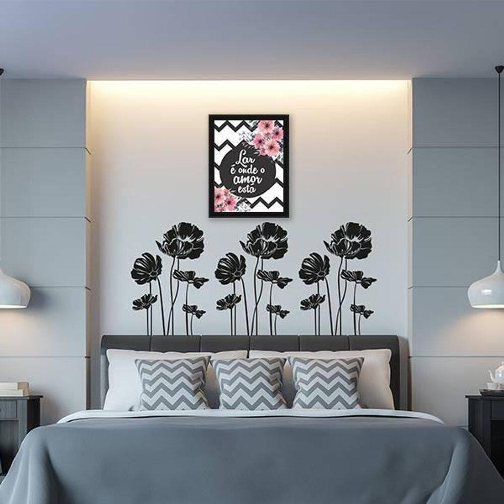 Quadro Lar É Onde O Amor Está 24X18 Com Vidro - Preta