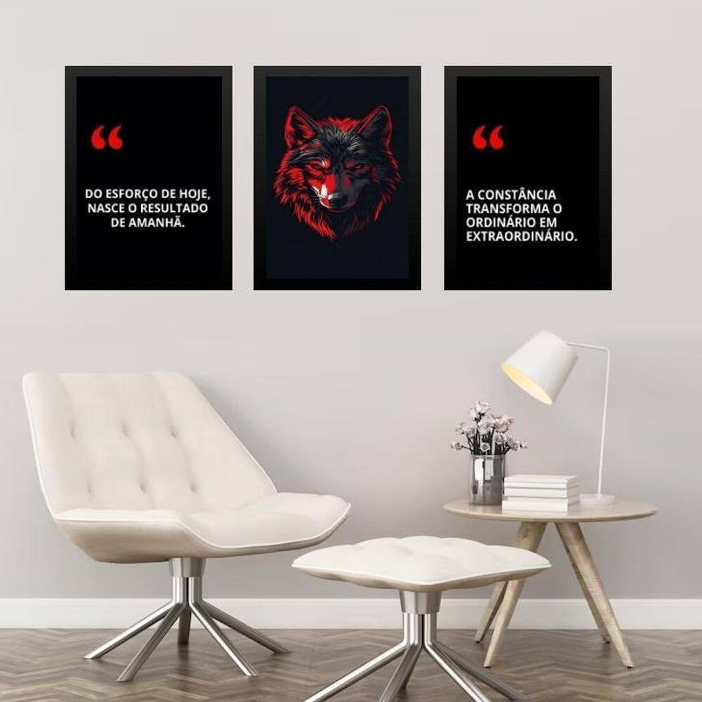 Kit 3 Quadros Motivacionais Empresa Esforço Resultado