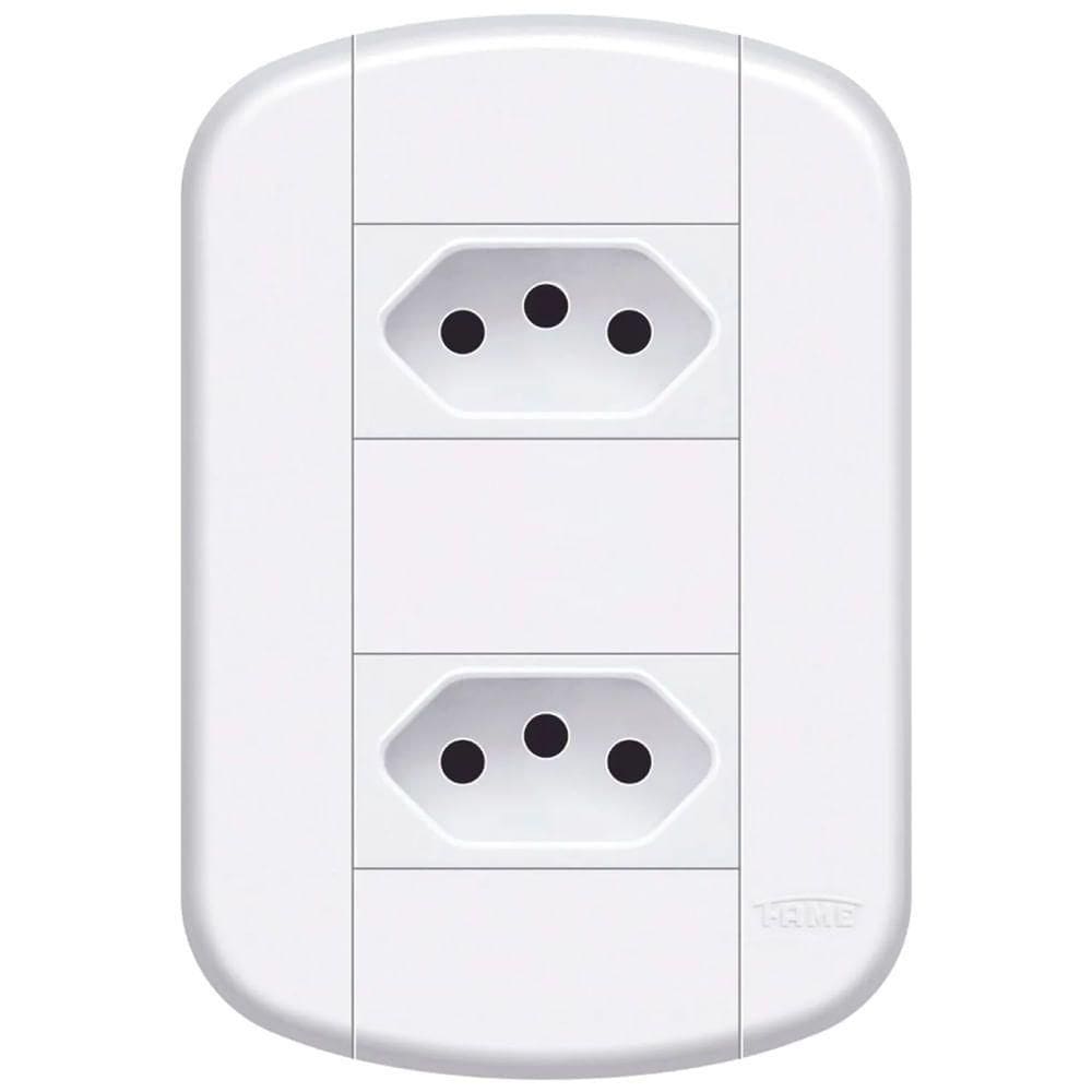 Conjunto de 2 Tomadas 2p+t 10a-250 Volts Distanciadas Blanc Mais 11239194 Fame Conjunto 2 Tomada