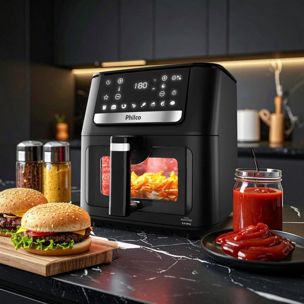 Air Fryer Philco 9,5L Visor Glass | Casas Bahia