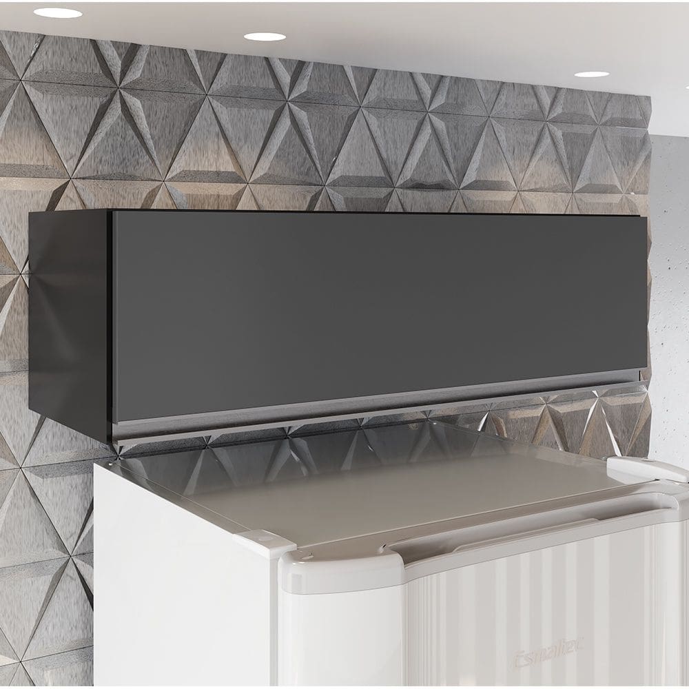 Armário Aéreo Geladeira Fiorella 1 Porta Basculante Preto Grafite Maderatto Móveis