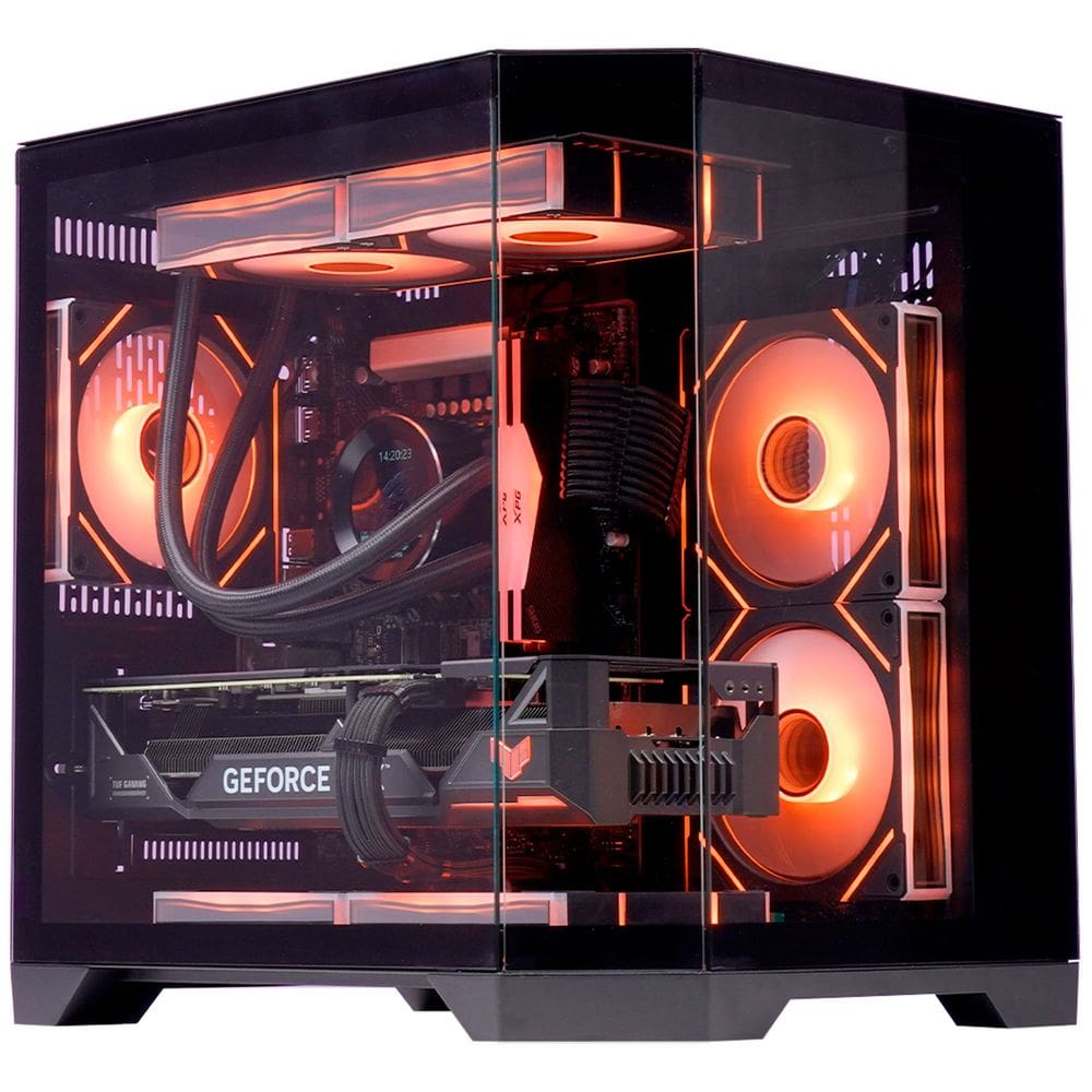 Gabinete Gamer Aquário K-MEX Ângulo CG-01KV, Painel Duplo Frontal em Vidro Temperado, USB 3.2, Micro-ATX, Preto - CG01KVRH001CB0X
