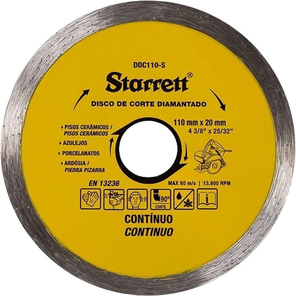 Disco De Corte Diamantado, 110 Mm X 20 Mm, Contínuo, Ddc110-s Starrett Ostenvonder