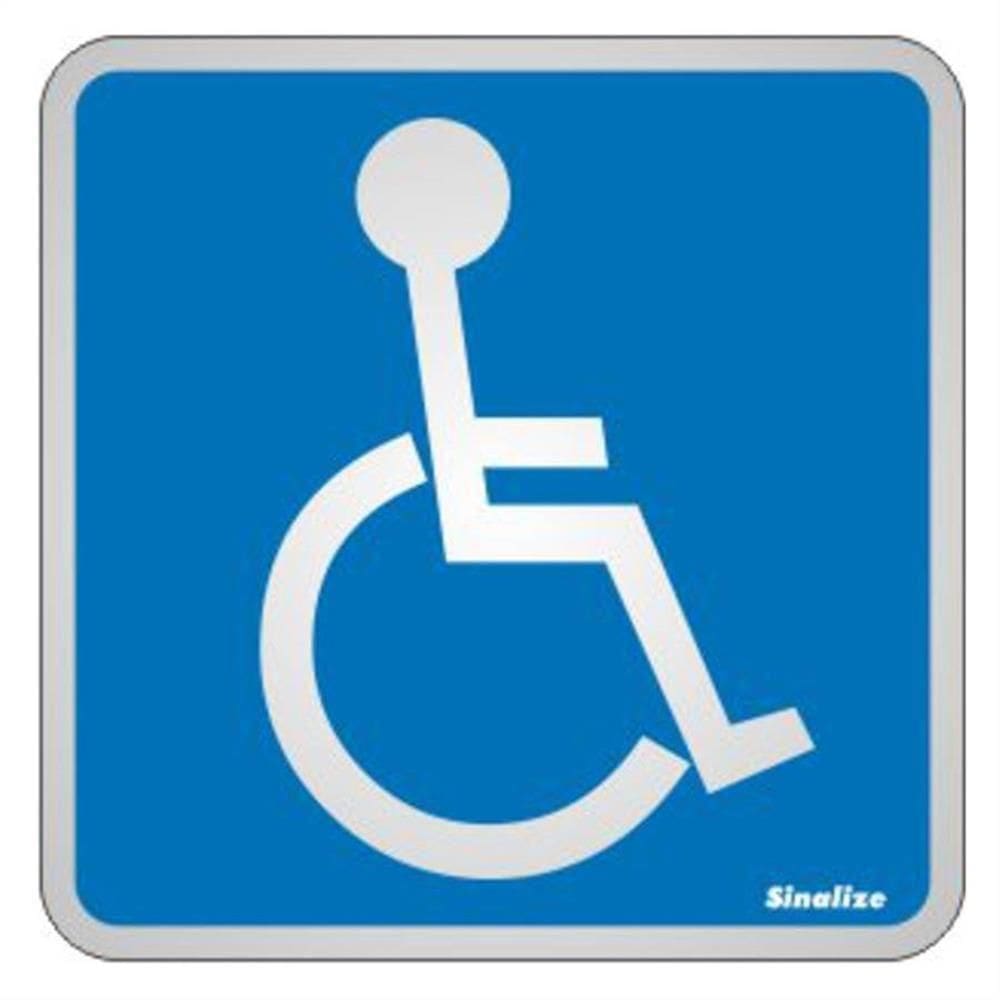 Placa de Alumínio Autoadesiva 15x15cm Deficiente Físico 120 Am Sinalize Placa Autoades.15x15cm