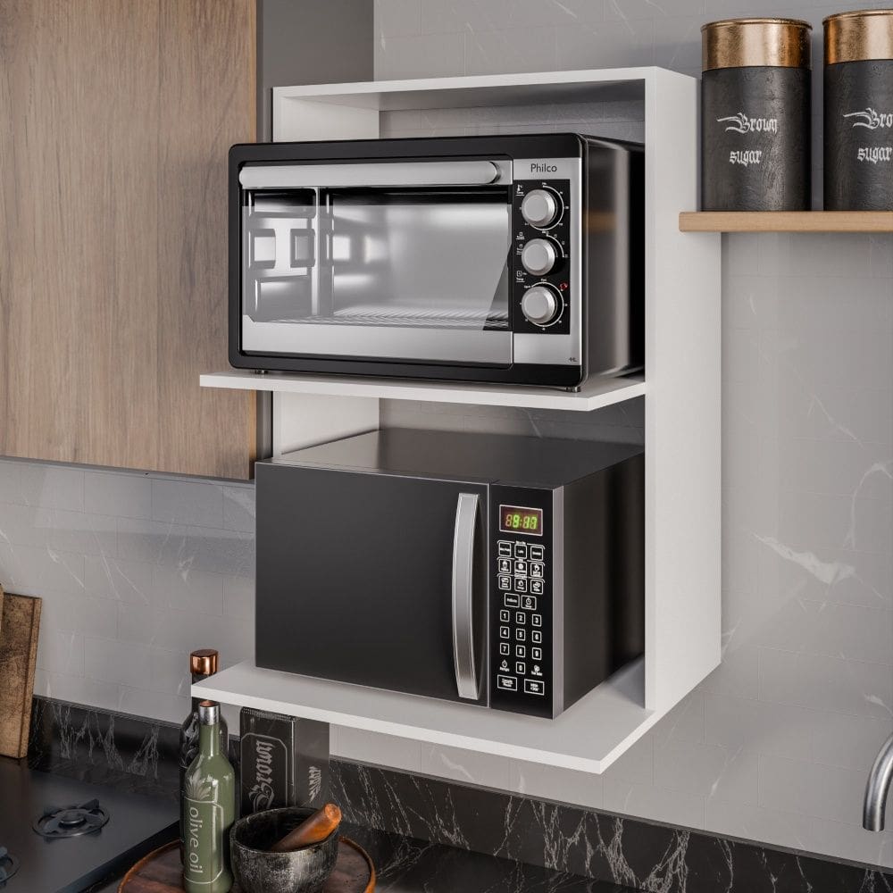 Suporte para Microondas e Forno Lauren Branco Maderatto Móveis