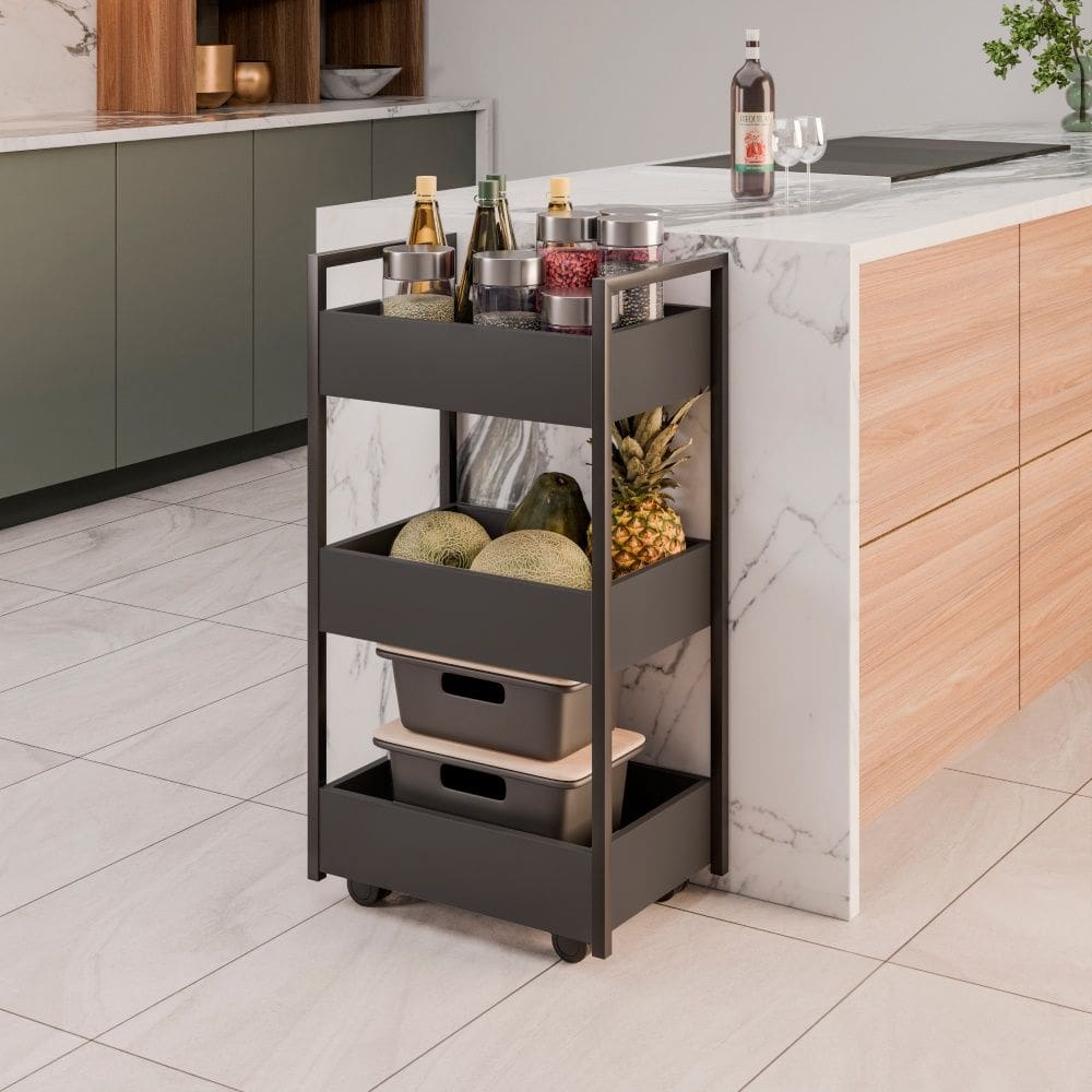 Fruteira Carrinho com 3 Cestas Laís Grafite Maderatto Móveis