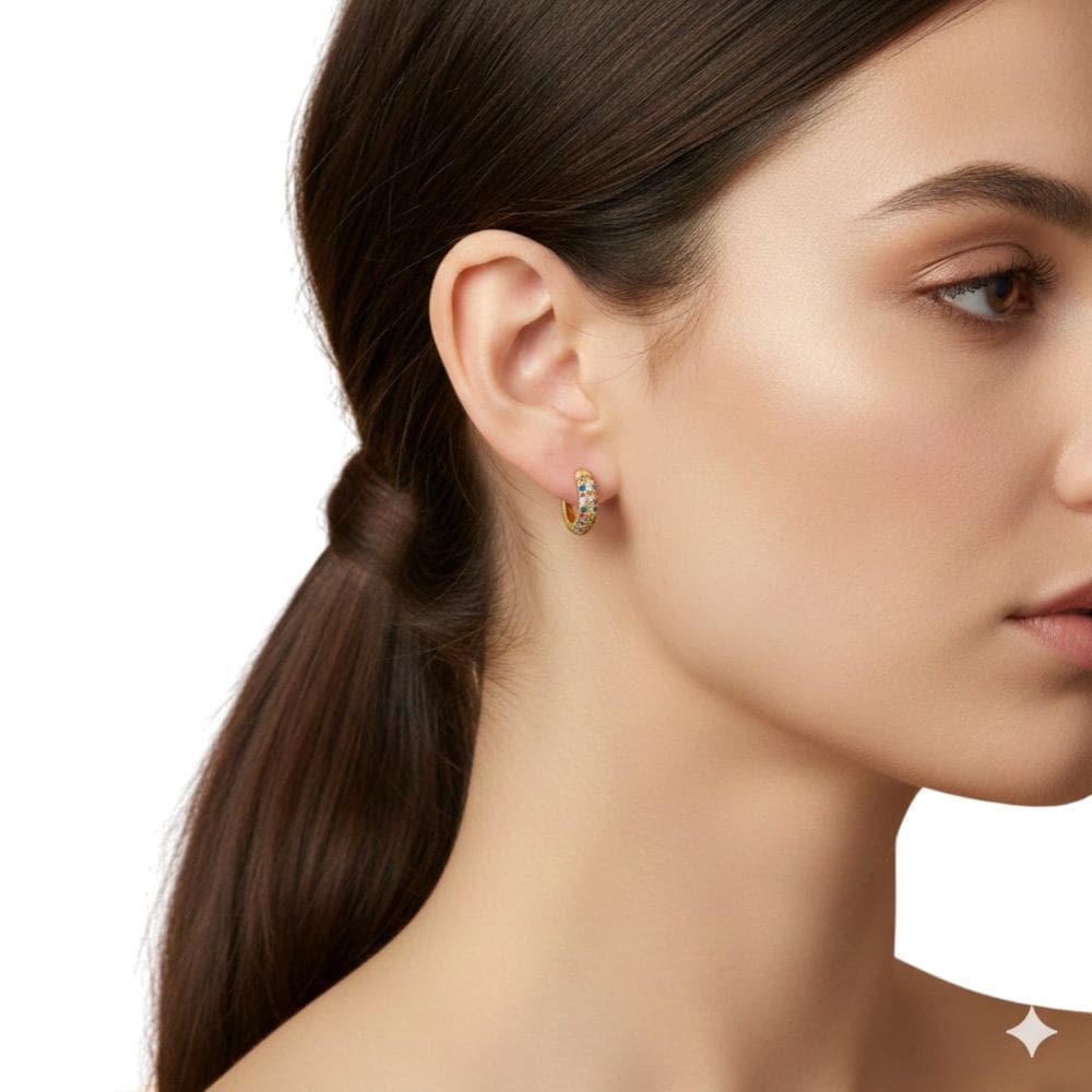 Brinco Feminino Trio Argola  Colors Banhado a Ouro Semi Jóia  Juliana Prado 38442