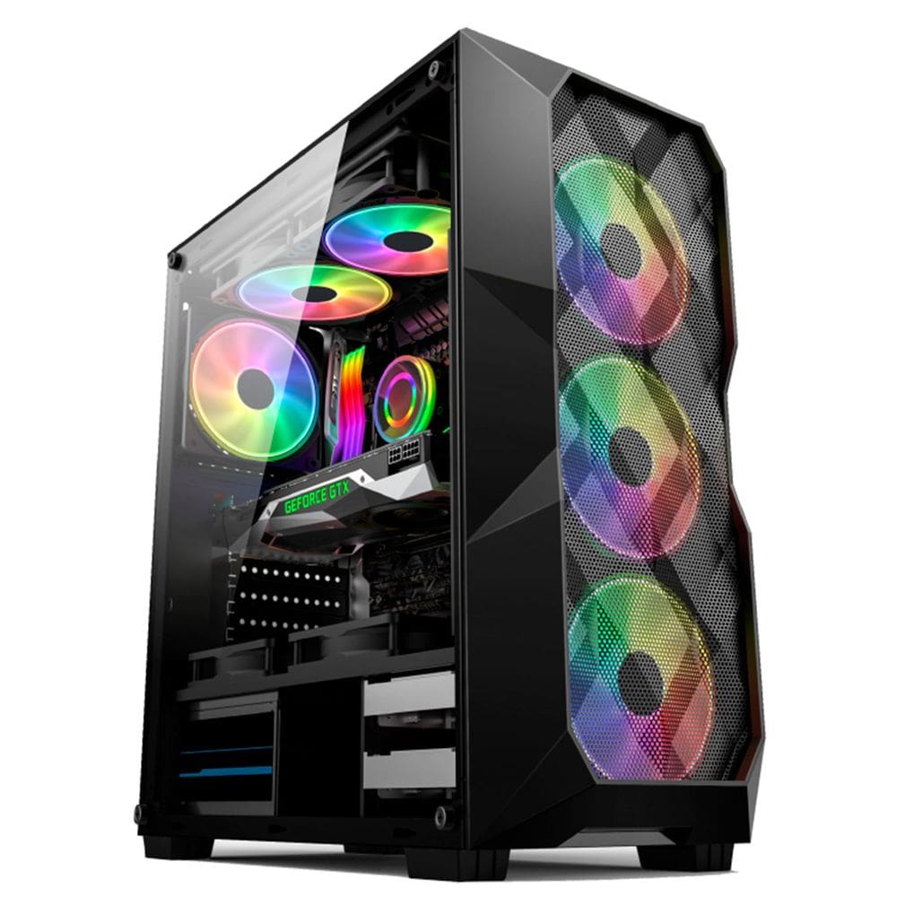 Gabinete Gamer Hayom GB1710, ATX, USB 3.0, 3x Fans RGB, Lateral em Vidro - Preto