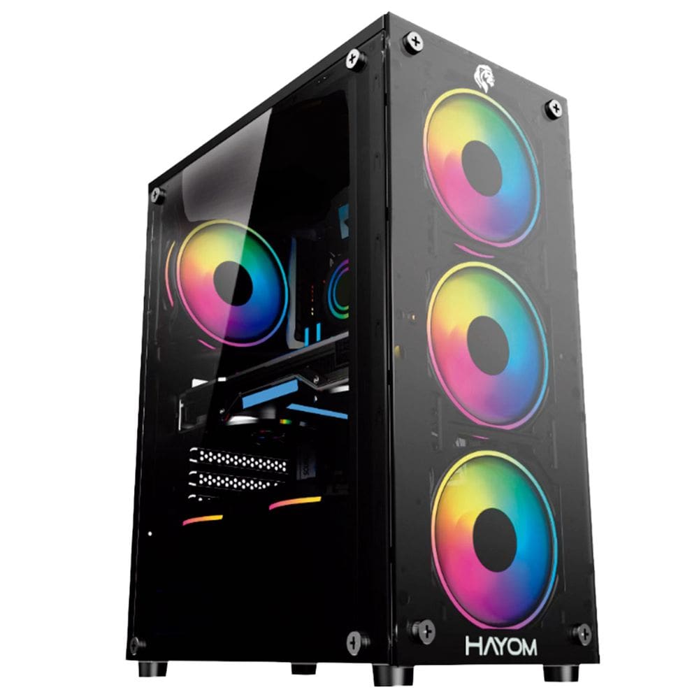 Gabinete Gamer Hayom GB1749, ATX, USB 3.0, 4x Fans RGB, Lateral e Frontal em Vidro - Preto