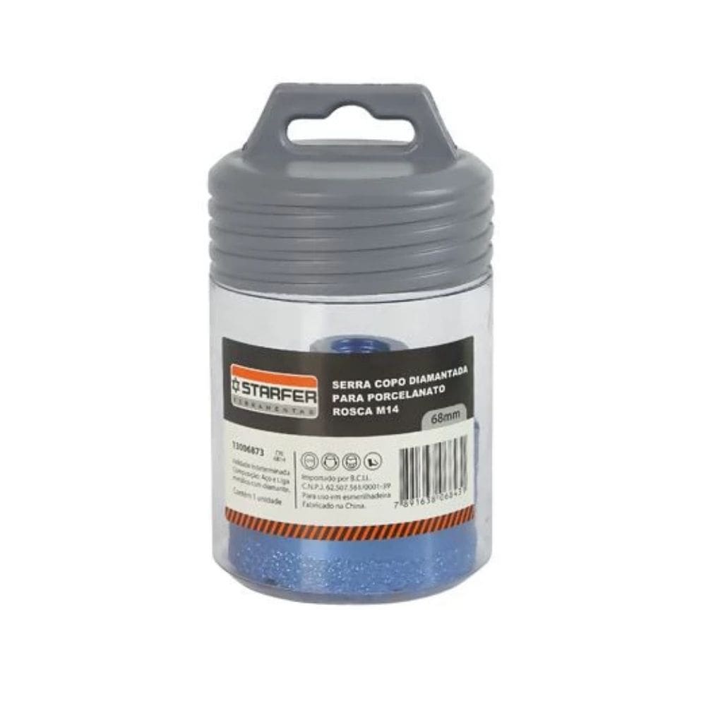 Serra Copo Diamantada 68mm Para Porcelanato Ceramica e Marmore Encaixe Rosca M14 Para Esmerilhadeira Corte Seco ou Umido