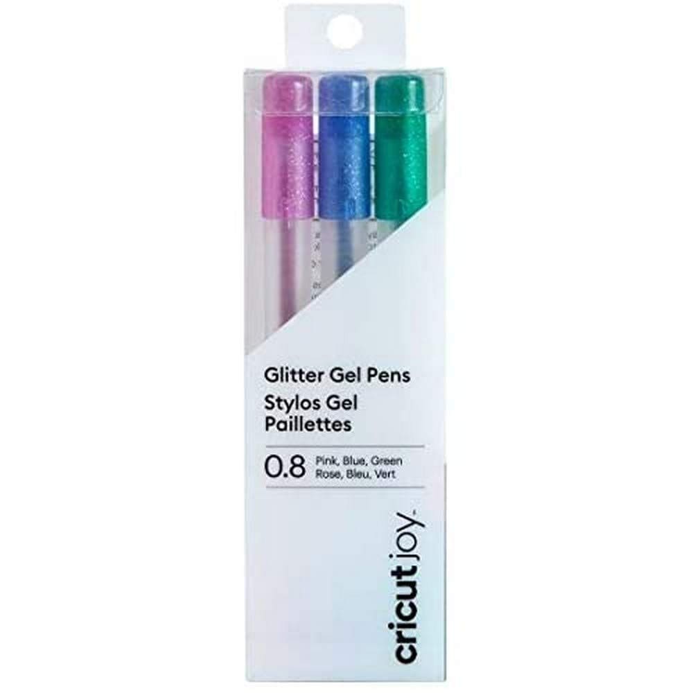 Canetas em Gel Glitter Cricut Joy 0,8 mm Rosa Azul Verde Kit com 3
