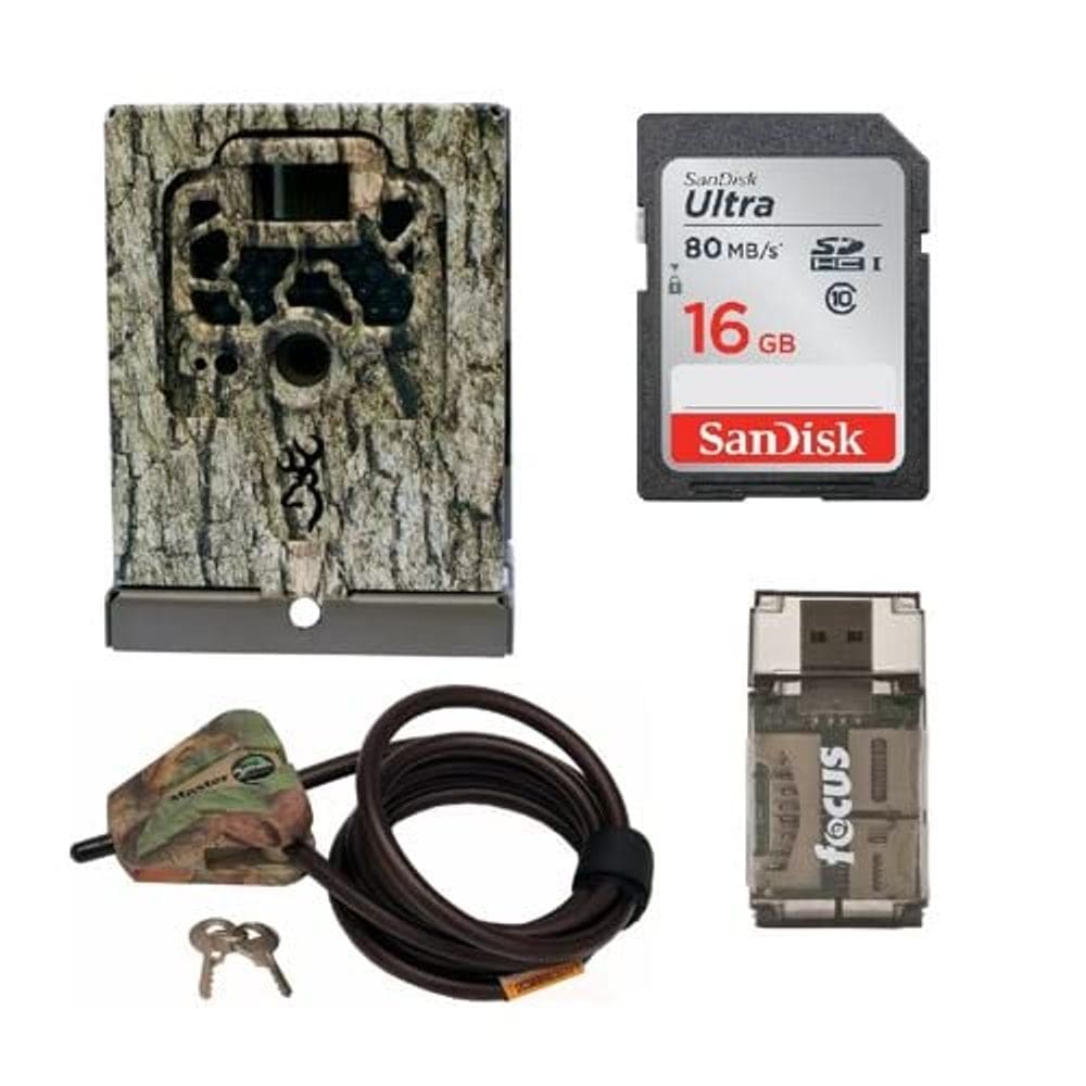 Kit de Caixa de Segurança para Câmera de Trilha Browning com Cadeado e Cartão de 16GB