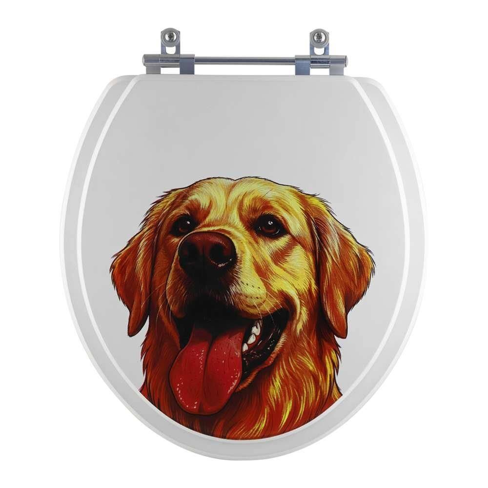 Tampa de Vaso Decorado Golden Retriever Oriane para bacia Ideal Standard