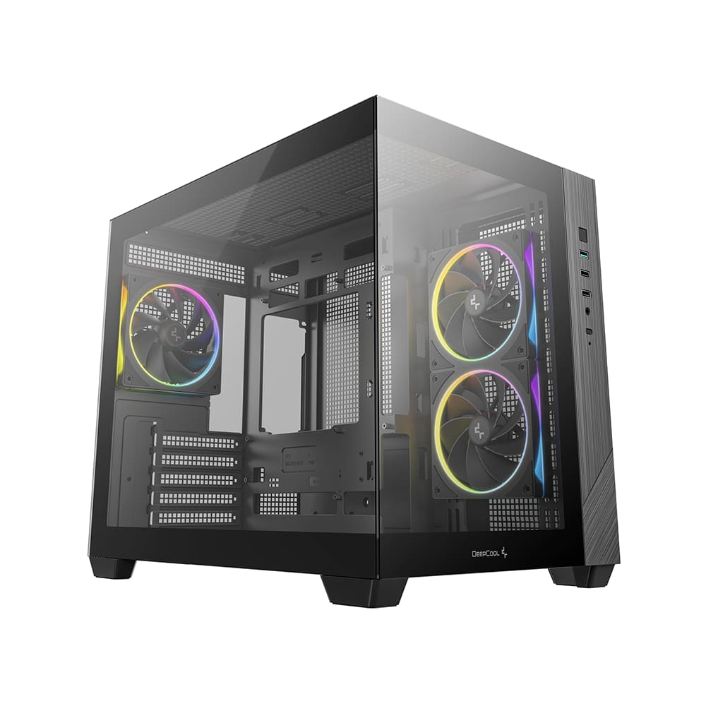 Gabinete Gamer Deepcool CG330 MicroATX Aquário Com 3 Fans ARGB Preto
