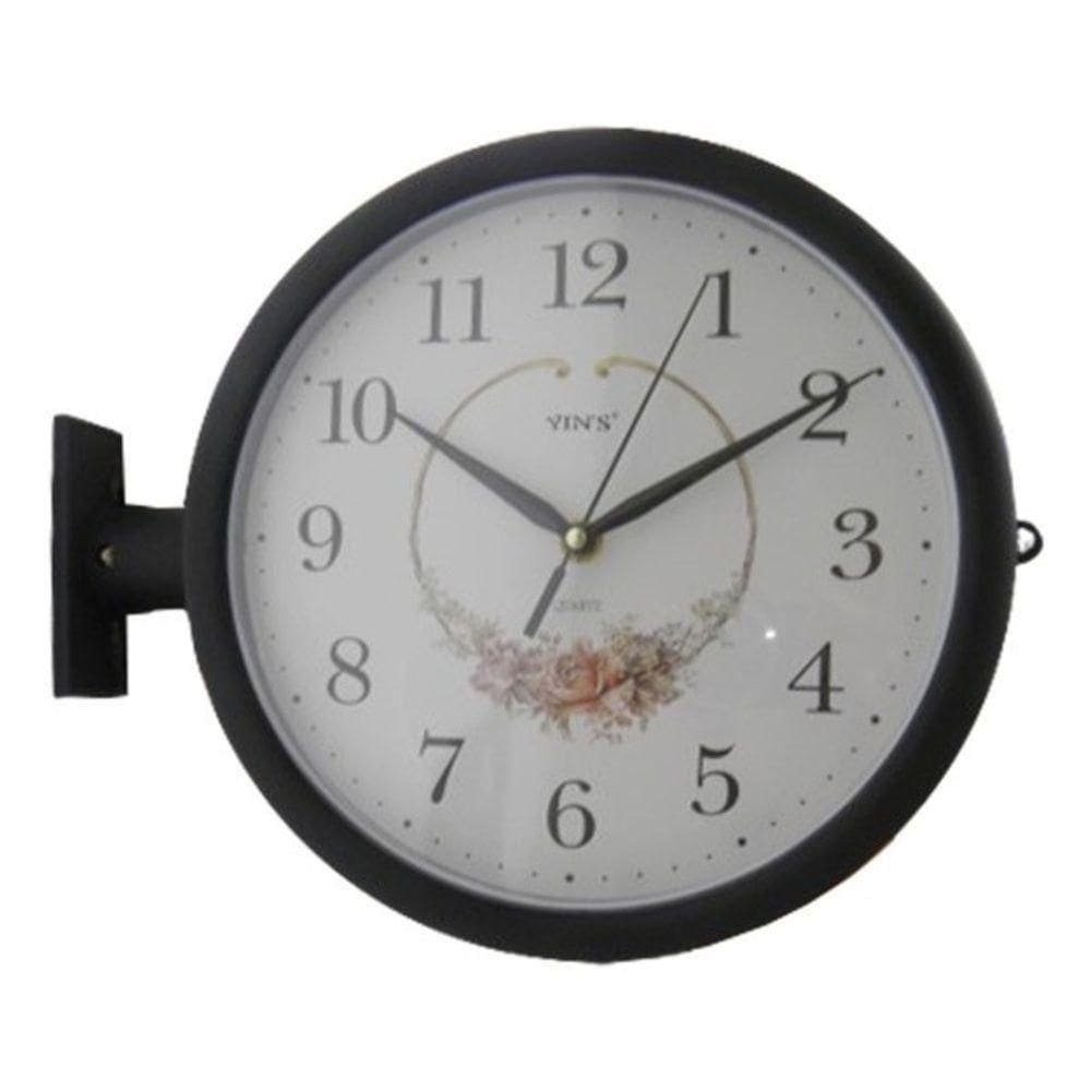 Relógio De Parede Retrô Preto Dupla Face Luxo Estação De Trem