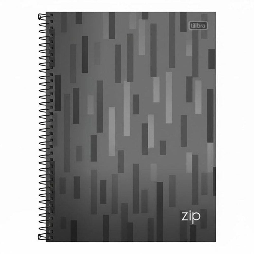 Caderno Espiral Universitário Zip Listras 10 Matérias Cinza - Tilibra