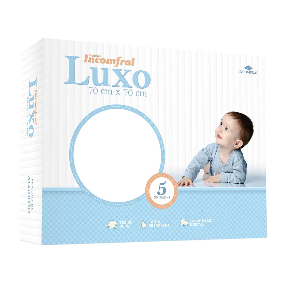 Kit 5 Unidades Fraldas Luxo Branca para Bebê 70cmx70cm