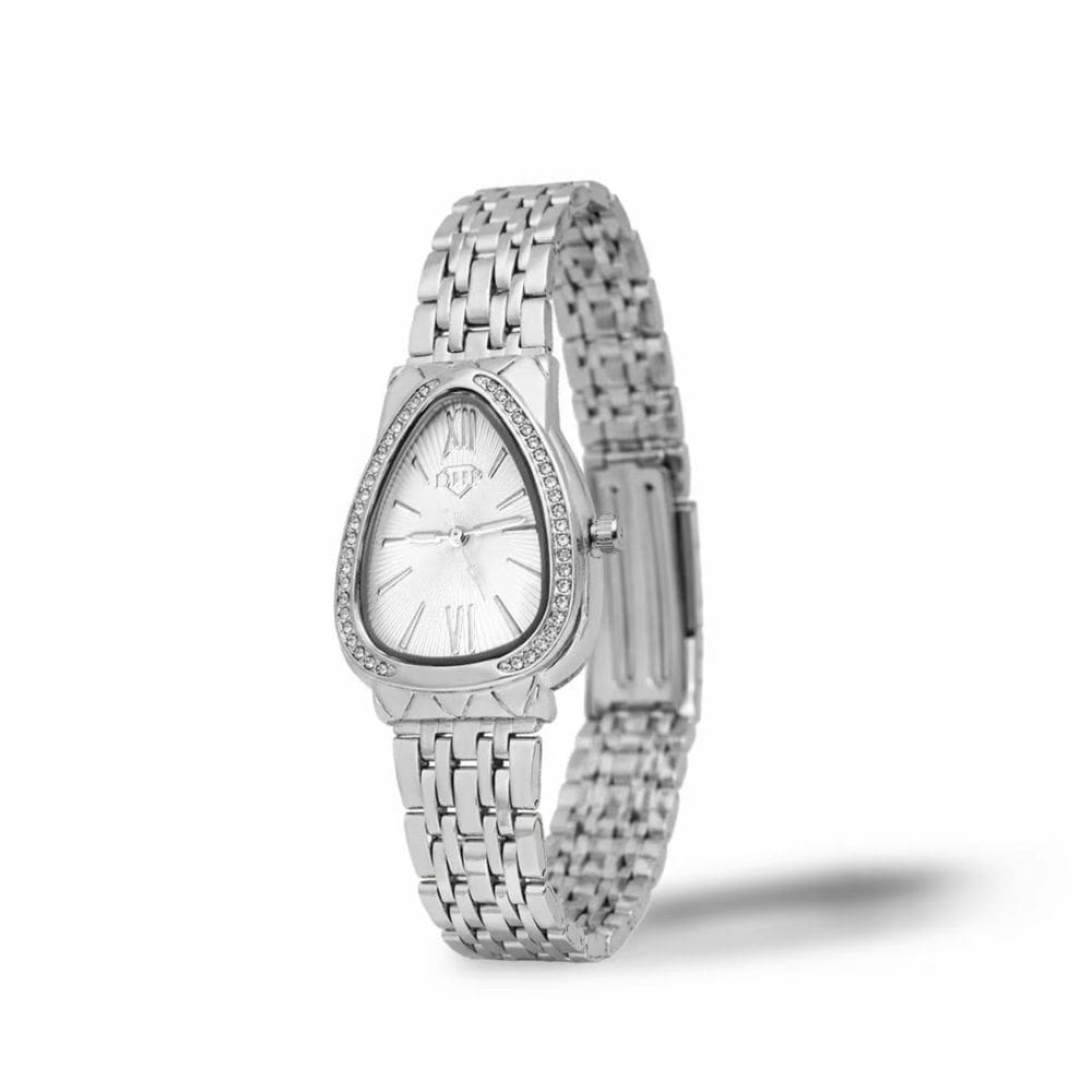 Relógio Feminino Prata Luxo Pulseira em Aço Cravejado Elegante Mostrador Texturizado Analógico Fashion