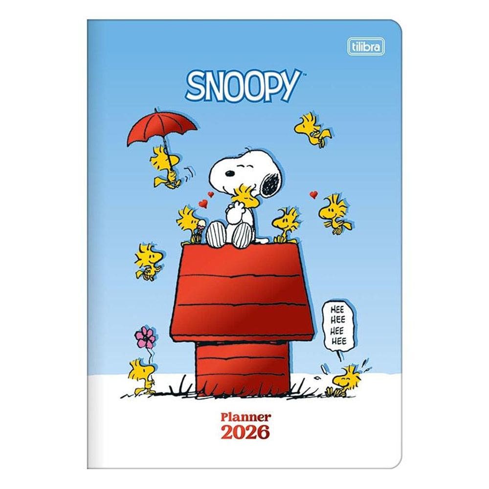 Agenda Planner Snoopy 2026 Grampeado 20 Folhas Azul - Tilibra