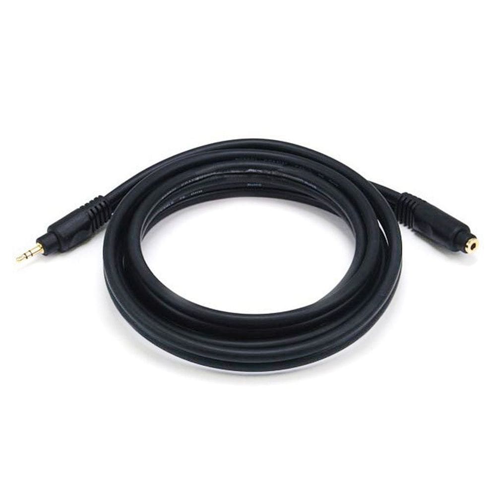 Cabo de Extensão de Áudio Monoprice - Premium Estéreo 3,5mm Macho para Estéreo 3,5mm Fêmea, Banhado a Ouro, 22AWG, 1,8 Metros, Preto