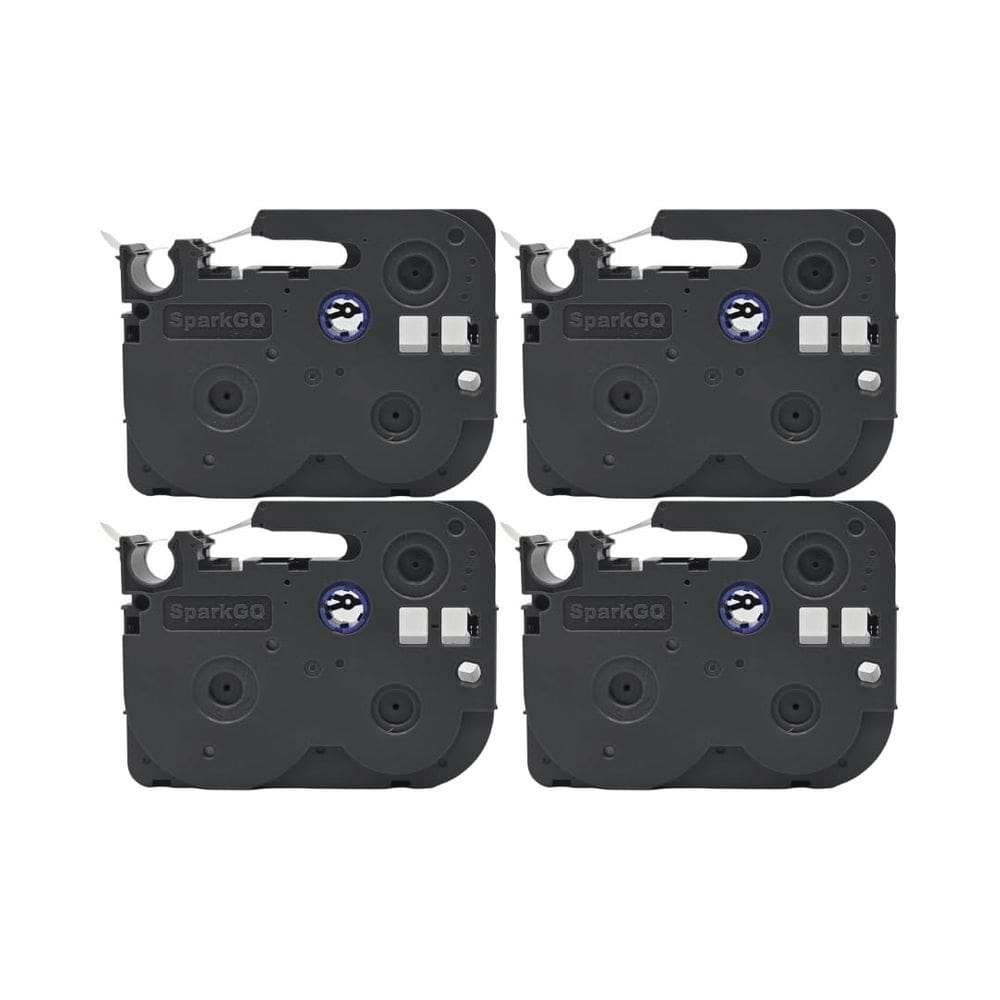 Fita Laminada SparkGo T-221E 0,9 cm x 8 metros Preta em Fundo Branco (Pacote com 4 Unidades)