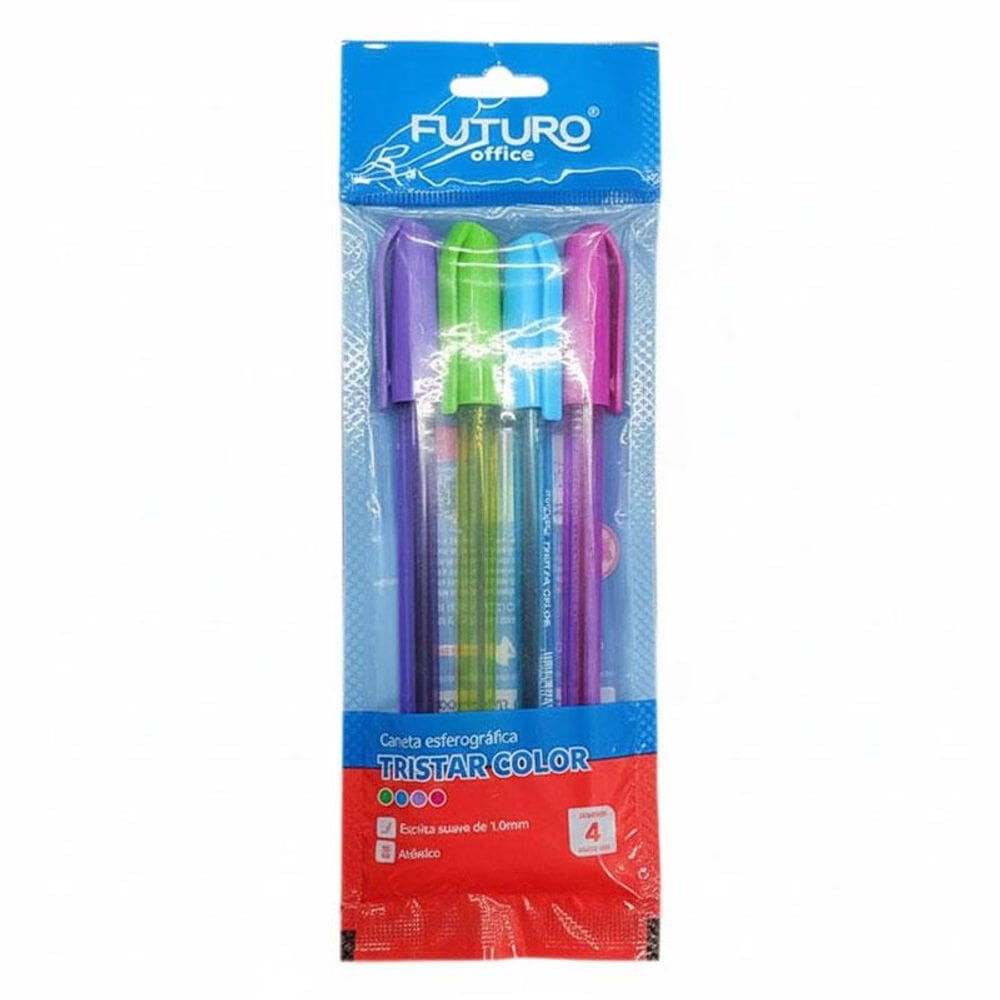 Caneta Esferográfica Tristar Color 1.0mm 4 Cores - Futuro