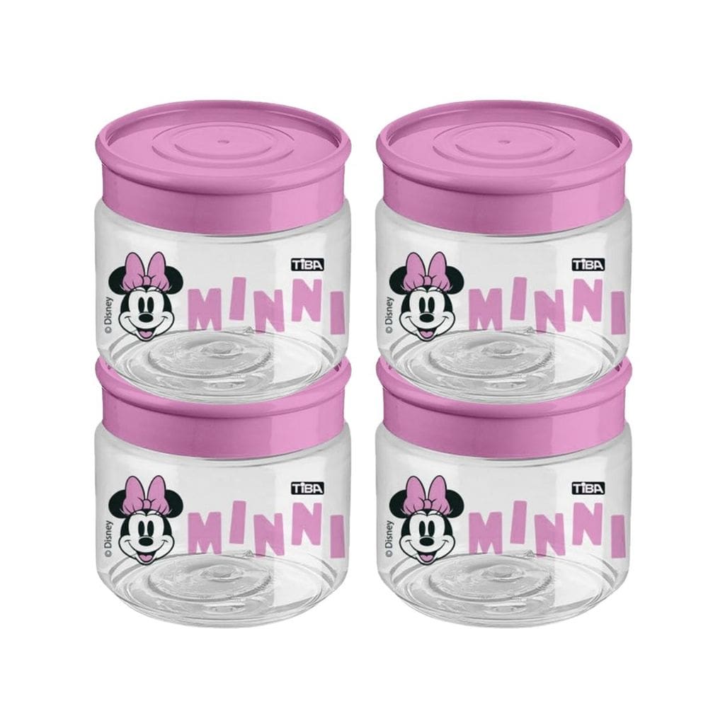 Kit 4 Mini Pote Multiuso Minnie Mouse 160ml Rosa BPA Free Licenciado Disney