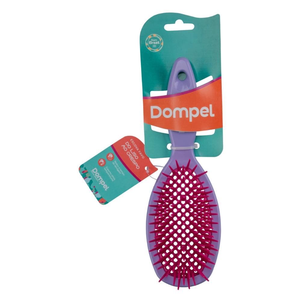 FULL | Dompel-F | 4031 VIOLETA | Escova de Cabelo Profissional FAVO OVAL para Cachos e Definidora Cor Violeta