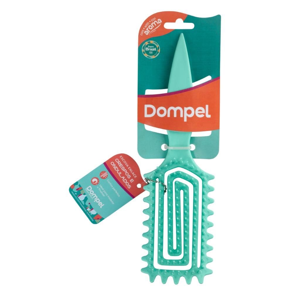 FULL | Dompel-F | 4058 VERDE AGUA | Escova Profissional de Cabelo ENLACE Fléxivel para Cachos Crespos Cor Verde Água