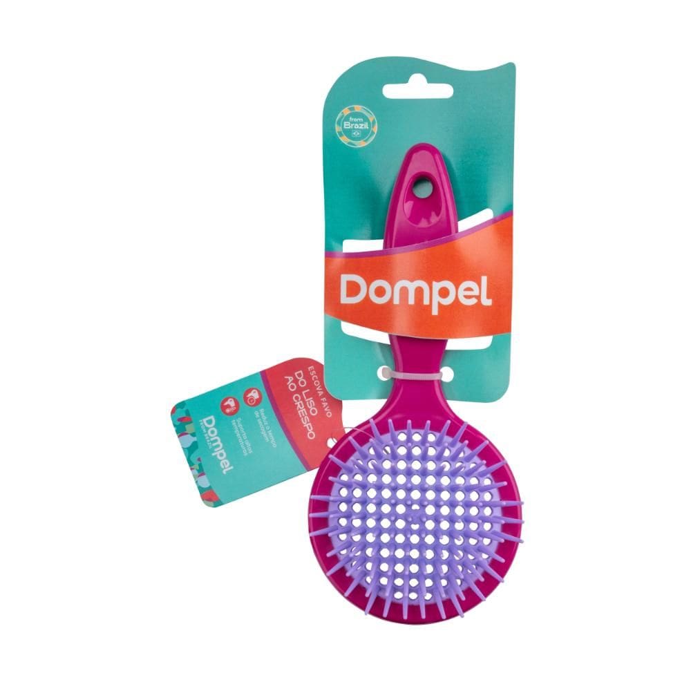 FULL | Dompel-F | 4032 ROSA ESCURO | Escova de Cabelo Profissional FAVO REDONDA para Cachos e Definidora Cor Rosa Escuro