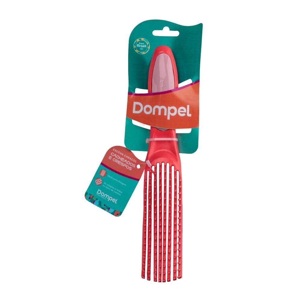 FULL | Dompel-F | 4050 CORAL | Escova de Cabelo para Cabelos Cacheados Desembaraçadora Caracol Cor Coral
