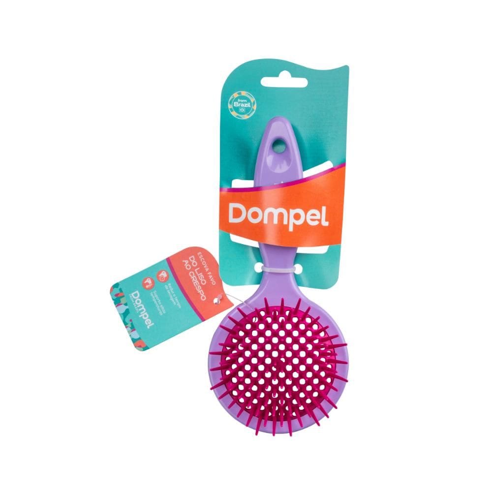 FULL | Dompel-F | 4032 VIOLETA | Escova de Cabelo Profissional FAVO REDONDA para Cachos e Definidora Cor Violeta