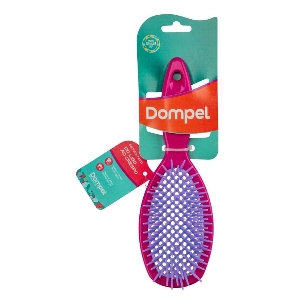 FULL | Dompel-F | 4031 ROSA ESCURO | Escova de Cabelo Profissional FAVO OVAL para Cachos e Definidora Cor Rosa Escuro