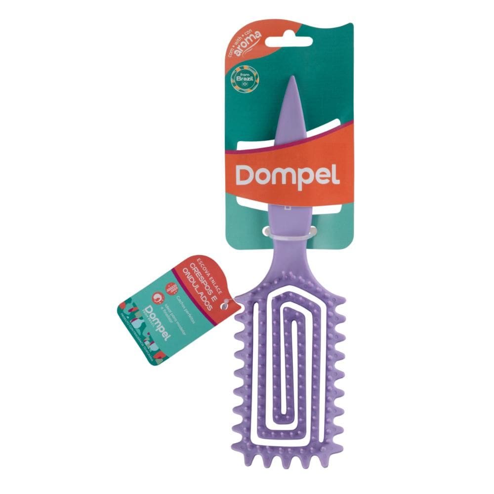 FULL | Dompel-F | 4058 VIOLETA | Escova Profissional de Cabelo ENLACE Fléxivel para Cachos Crespos Cor Violeta