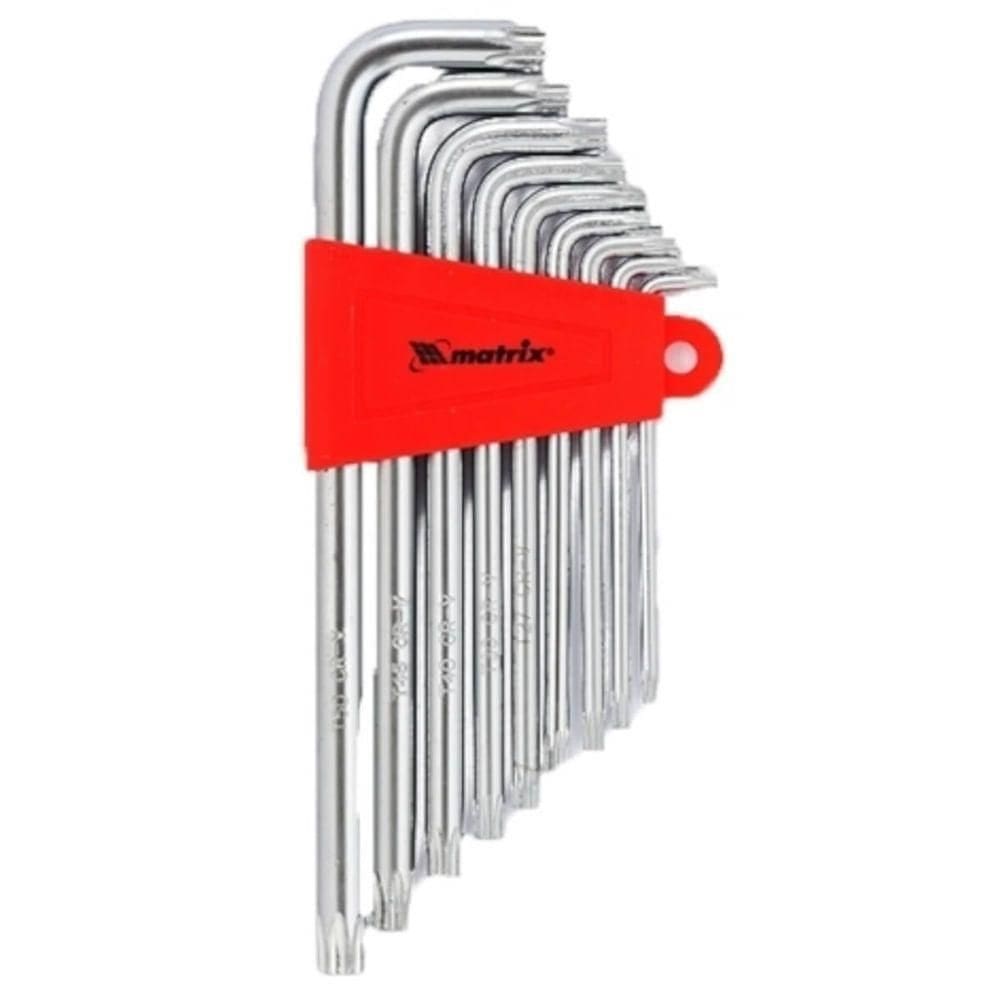 Jogo de Chave Hexagonais Torx Longas Acetinado T10 T50 Crv E Suporte Plástico 9 Peças 123069 M