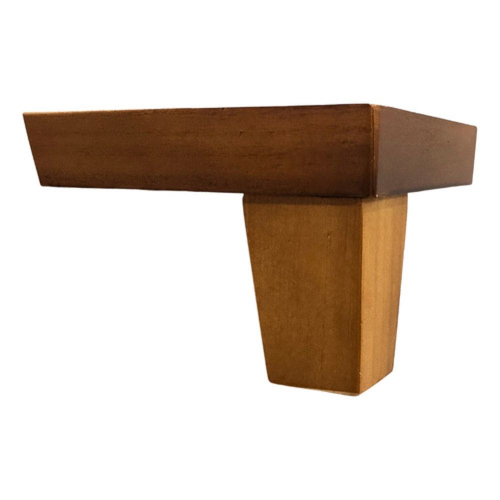 Kit C/ 4 Pés Cantoneira Pirâmide 10cm Altura Madeira Maciça Caramelo